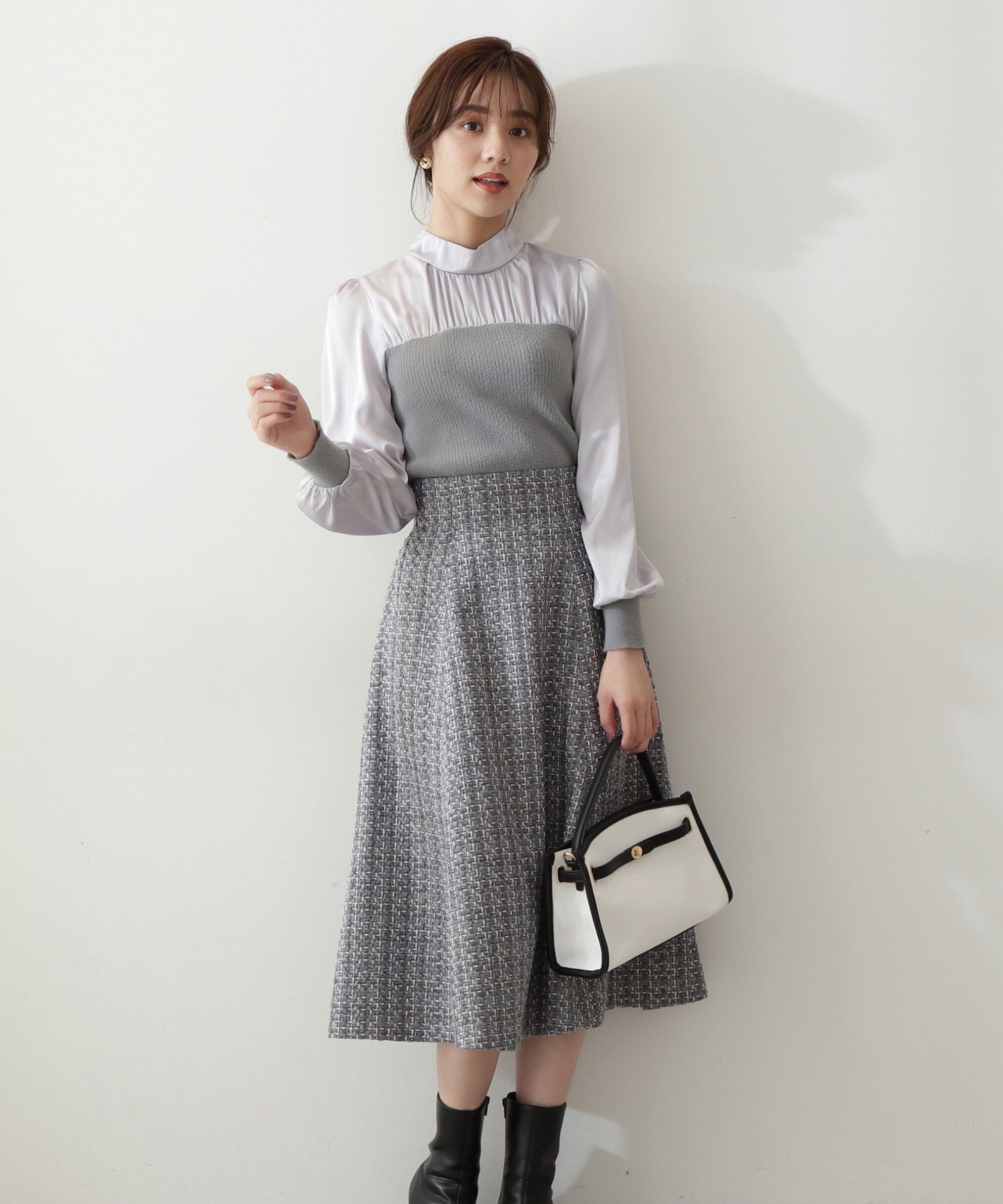 【SALE／30%OFF】PROPORTION BODY DRESSING フェミニンツイードフレアスカート プロポーションボディドレッシング スカート その他のスカート ブルー ホワイト ネイビー【送料無料】