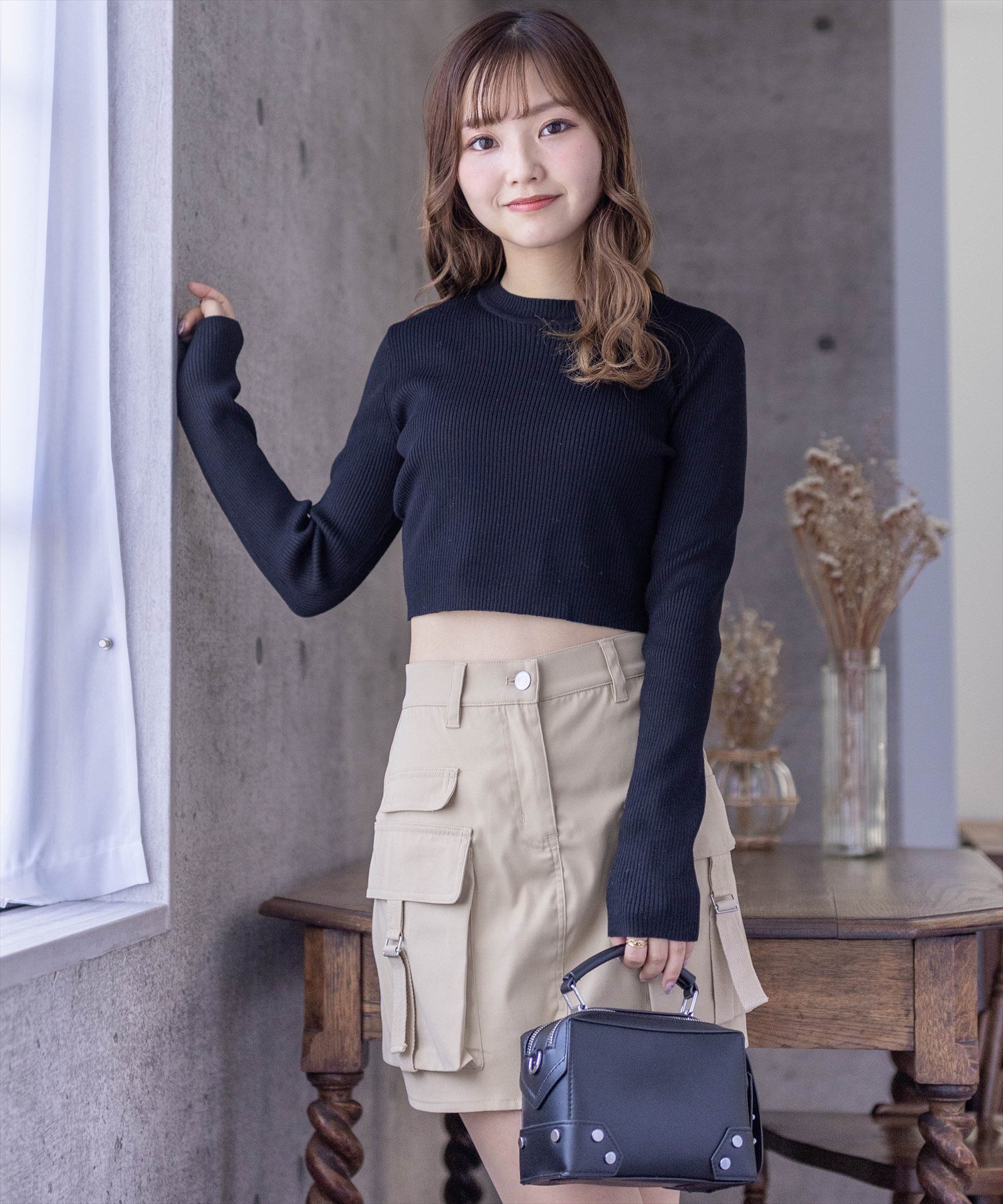 【SALE/23%OFF】clear 長袖ハイネックショート丈ニットトップス クリア トップス ニット ホワイト グリーン グレー ブラック ピンク