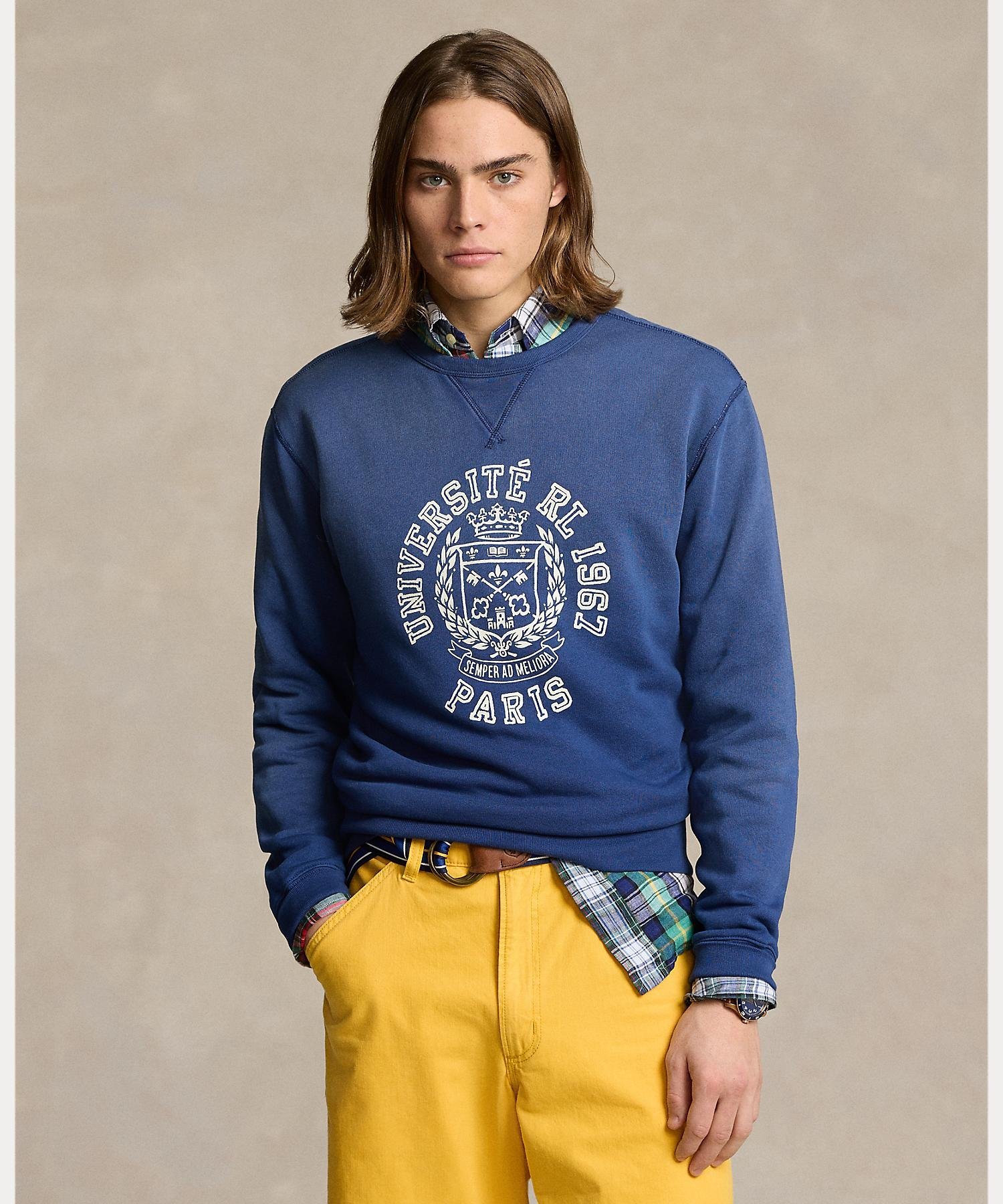 POLO RALPH LAUREN フリース グラフィック スウェットシャツ ラルフローレン トップス スウェット トレーナー ネイビー【送料無料】