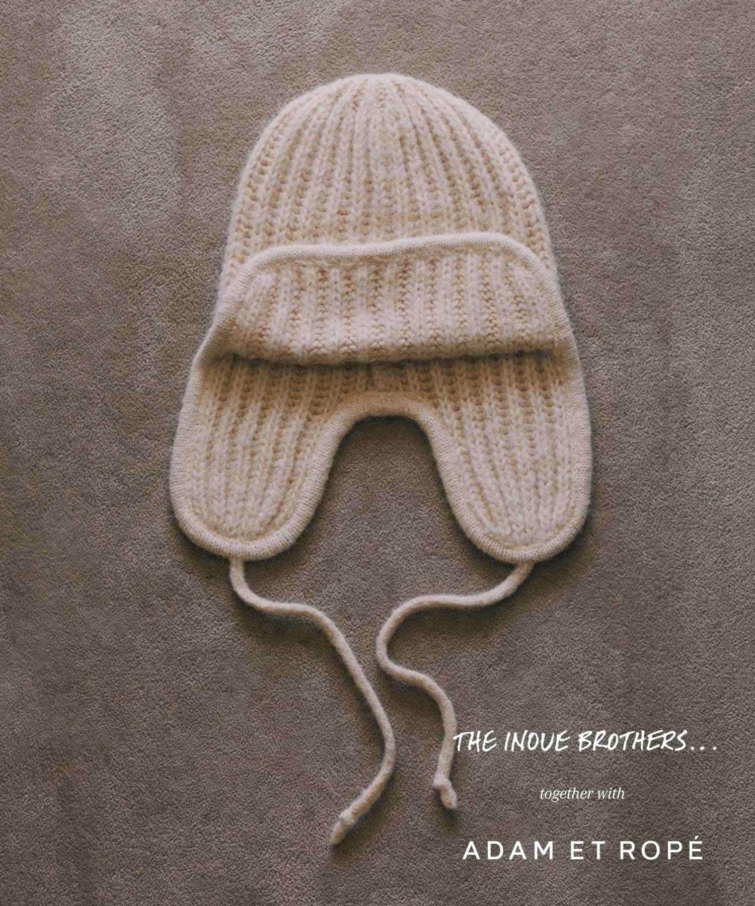 ADAM ET ROPE' HOMME 【THE INOUE BROTHERS...together with ADAM ET ROPE'】EARMUFF RIB HAT / UNISEX アダムエロペ 帽子 ニット帽・ビーニー ネイビー ブルー オレンジ イエロー ブラック グレー ホワイト【送料無料】