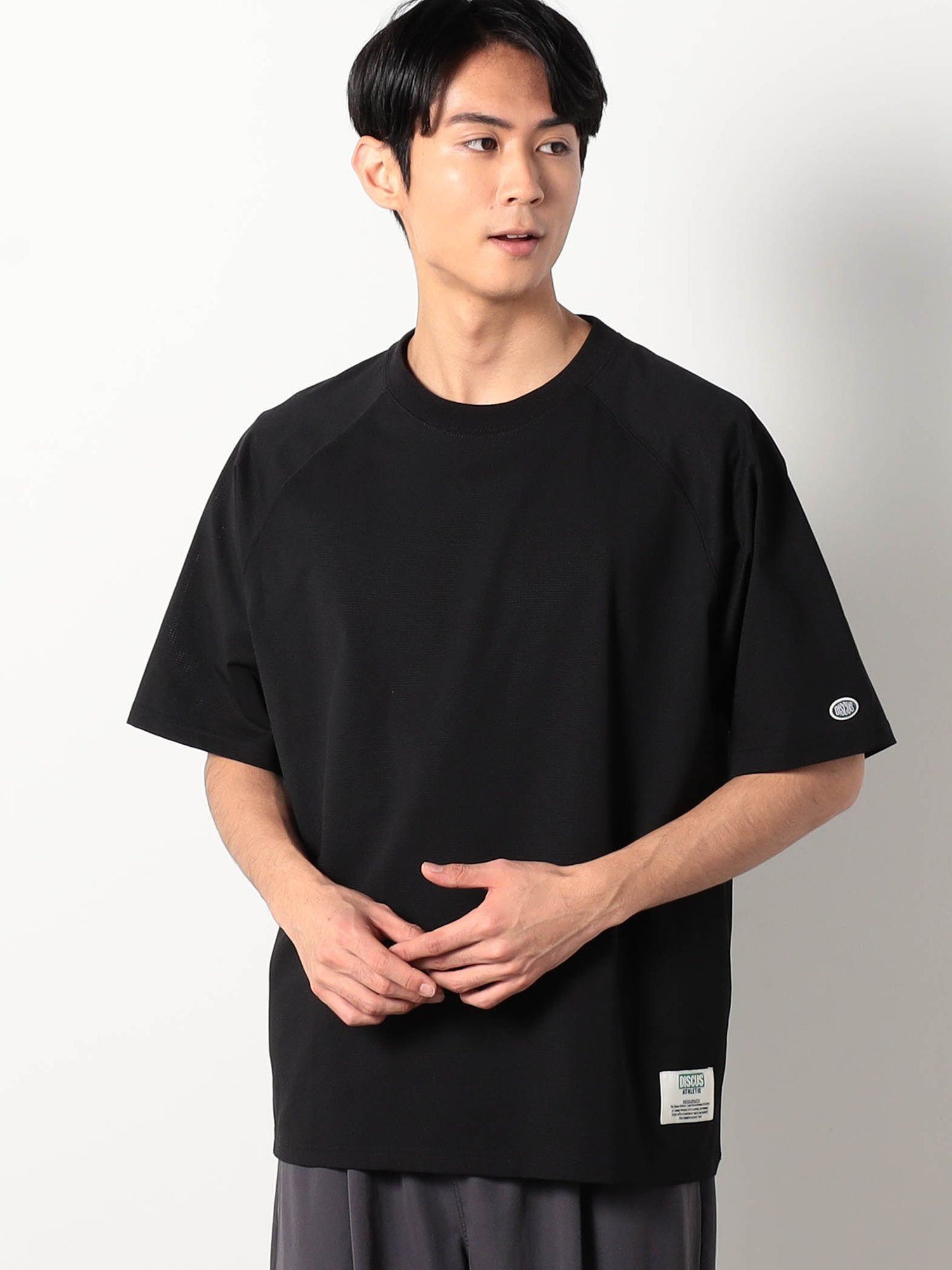 【DISCUS別注】ドットメッシュラグランTシャツ ニコル トップス カットソー・Tシャツ ブラック ブラウン ネイビー