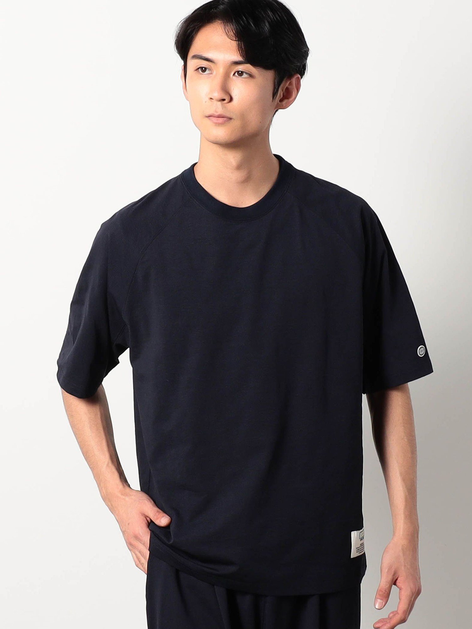 【DISCUS別注】ドットメッシュラグランTシャツ ニコル トップス カットソー・Tシャツ ブラック ブラウン ネイビー