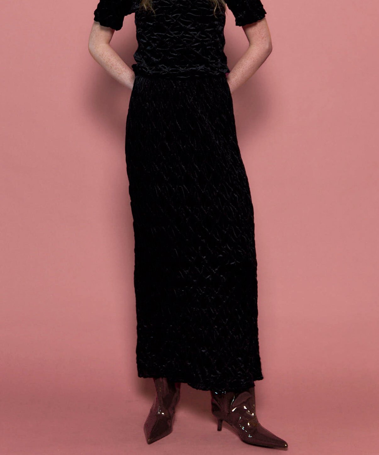 MAISON SPECIAL Velor Shirring Skirt メゾンスペシャル スカート ロング・マキシスカート ブラック ホワイト【送料無料】のサムネイル