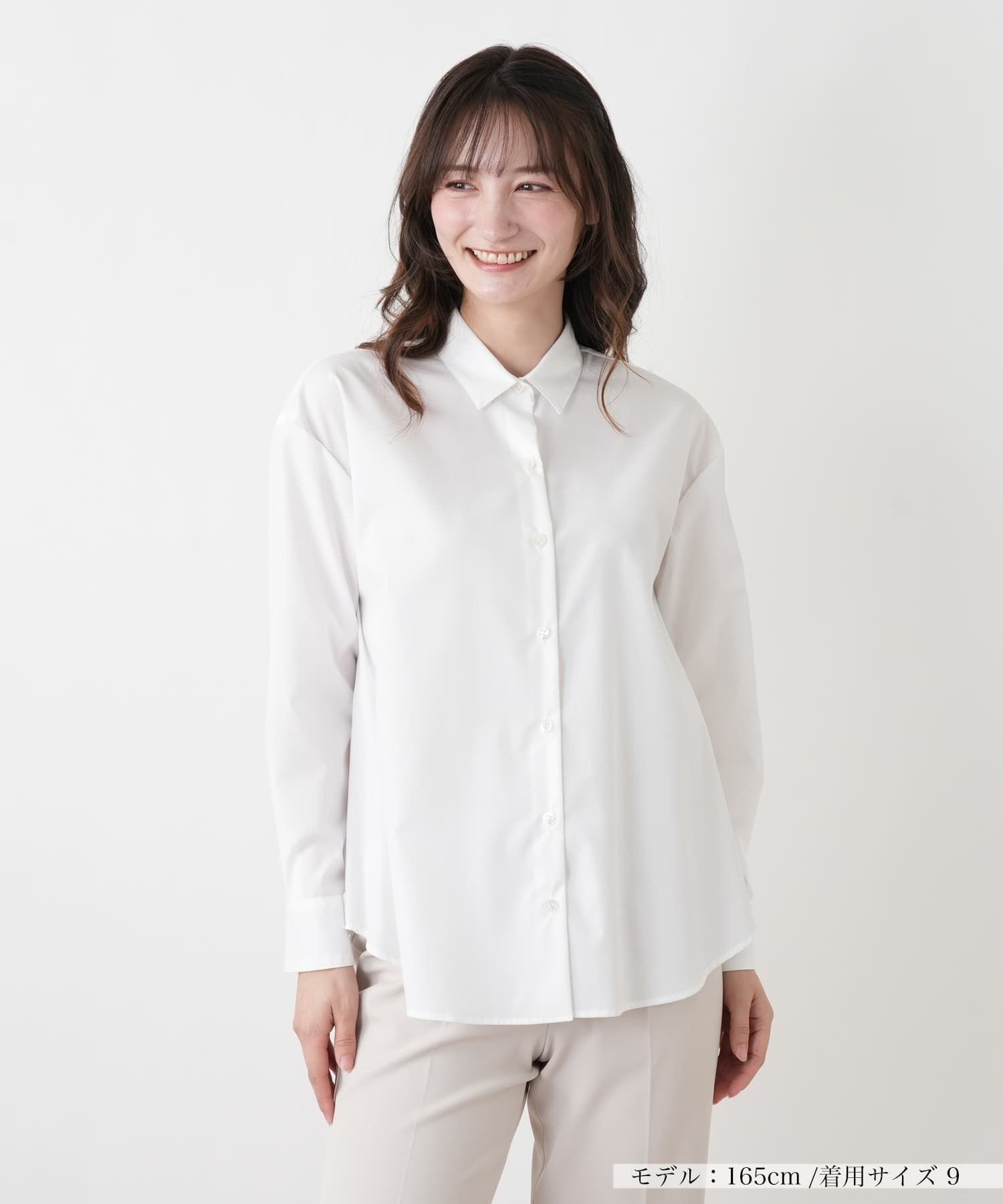 Leilian 襟付きシャツブラウス【Leilian WHITE LABEL】 レリアン トップス シャツ・ブラウス ホワイト