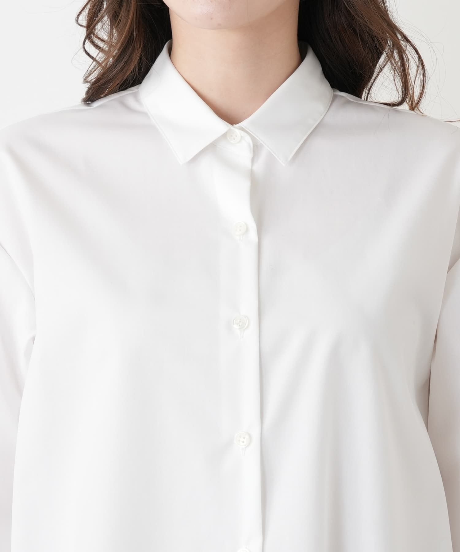Leilian 襟付きシャツブラウス【Leilian WHITE LABEL】 レリアン トップス シャツ・ブラウス ホワイト