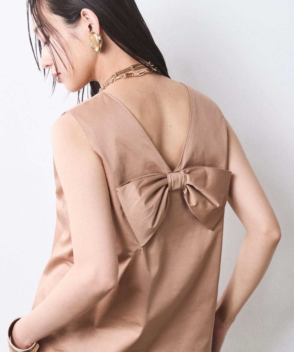 CHIC STYLE 綿100%バックリボンブラウス＜大きいサイズ有＞シックスタイル シックスタイル トップス シャツ・ブラウス【送料無料】