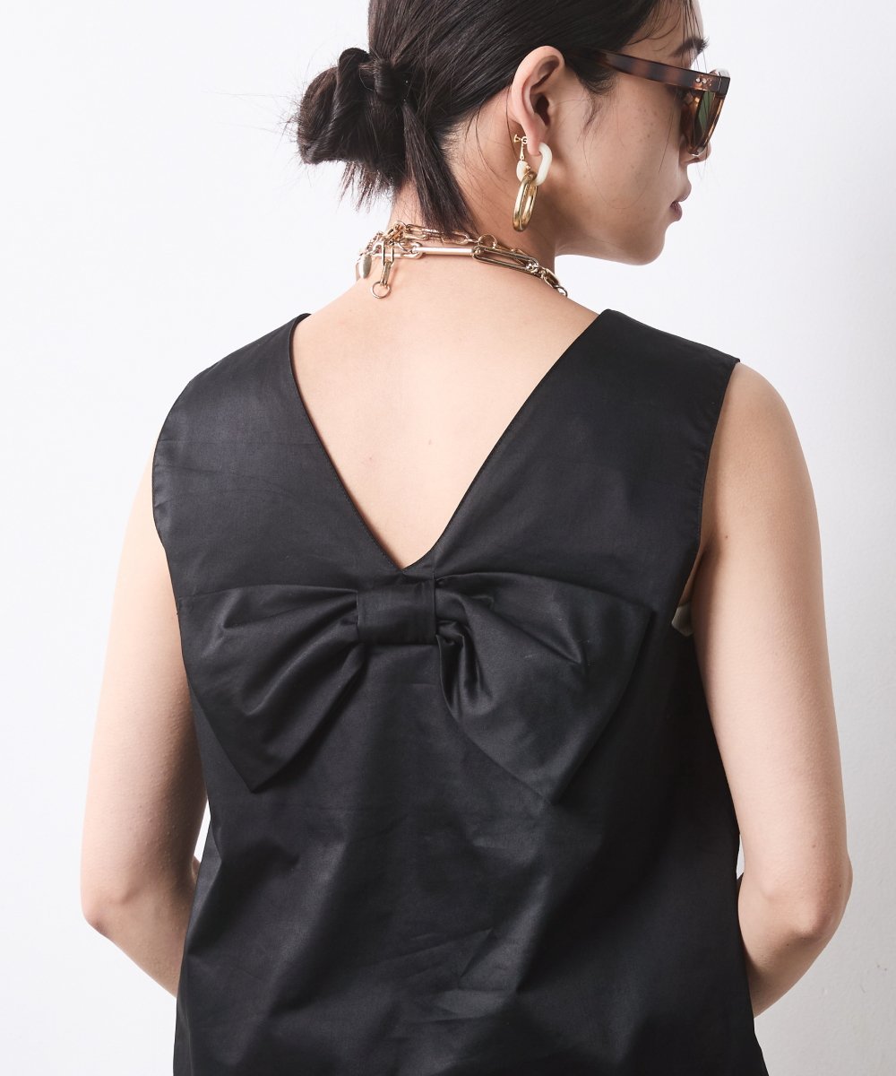 CHIC STYLE 綿100%バックリボンブラウス＜大きいサイズ有＞シックスタイル シックスタイル トップス シャツ・ブラウス【送料無料】