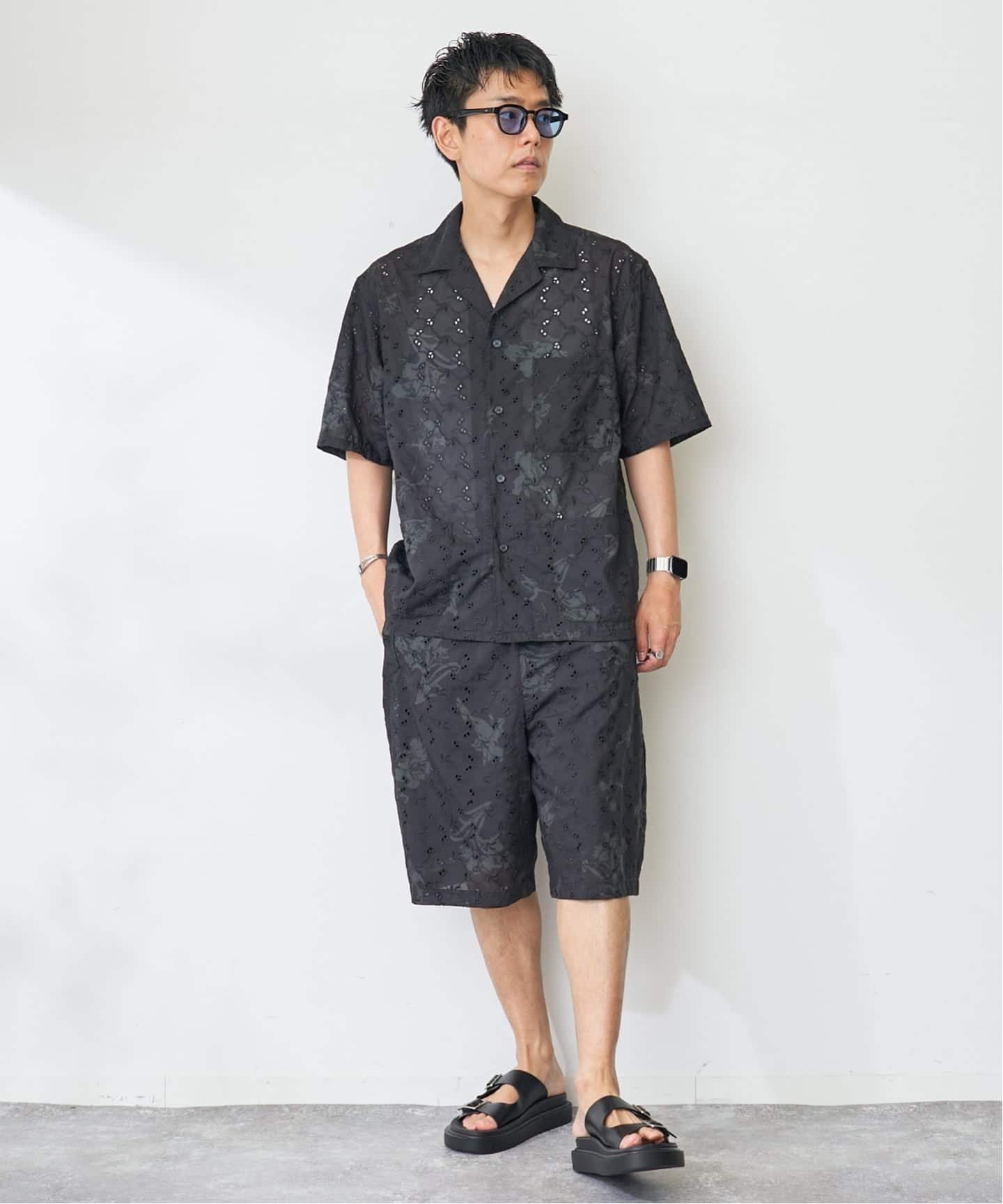 アロハレースショーツ ベーセーストック パンツ その他のパンツ ブラック ネイビー