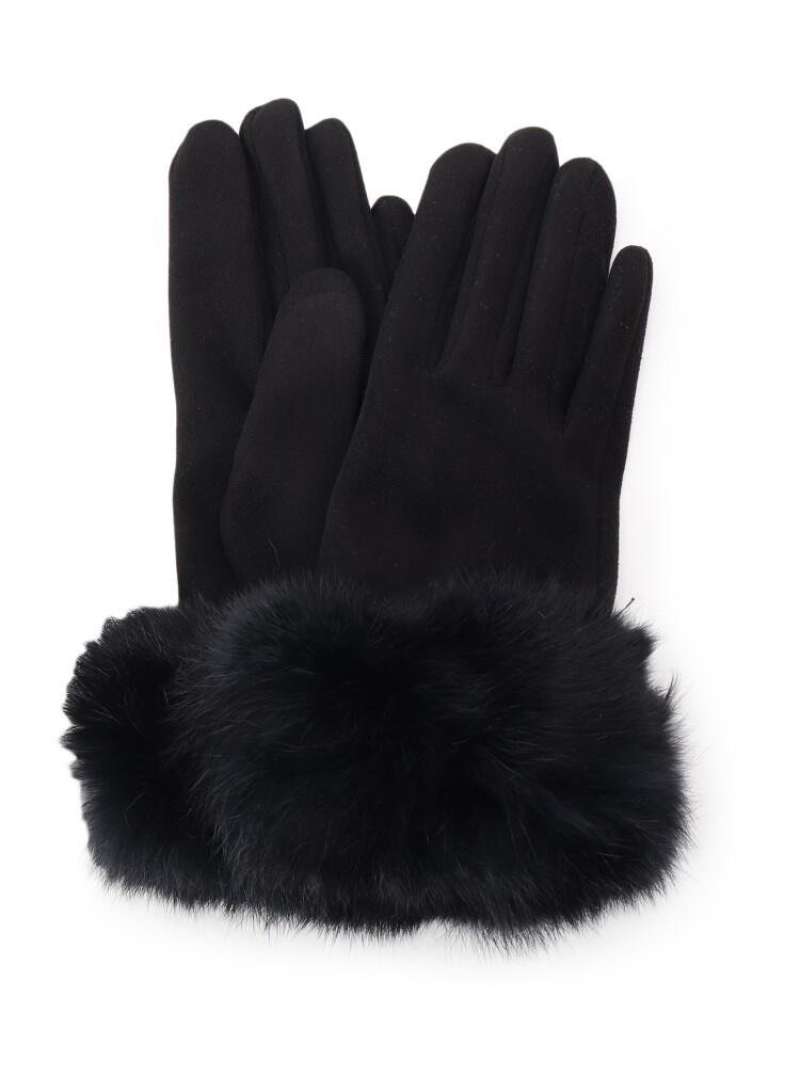 【SALE／20%OFF】OPAQUE.CLIP 裏起毛ラビットファーグローブ オペークドットクリップ ファッション雑貨 手袋 ブラック ブラウン ベージュのサムネイル