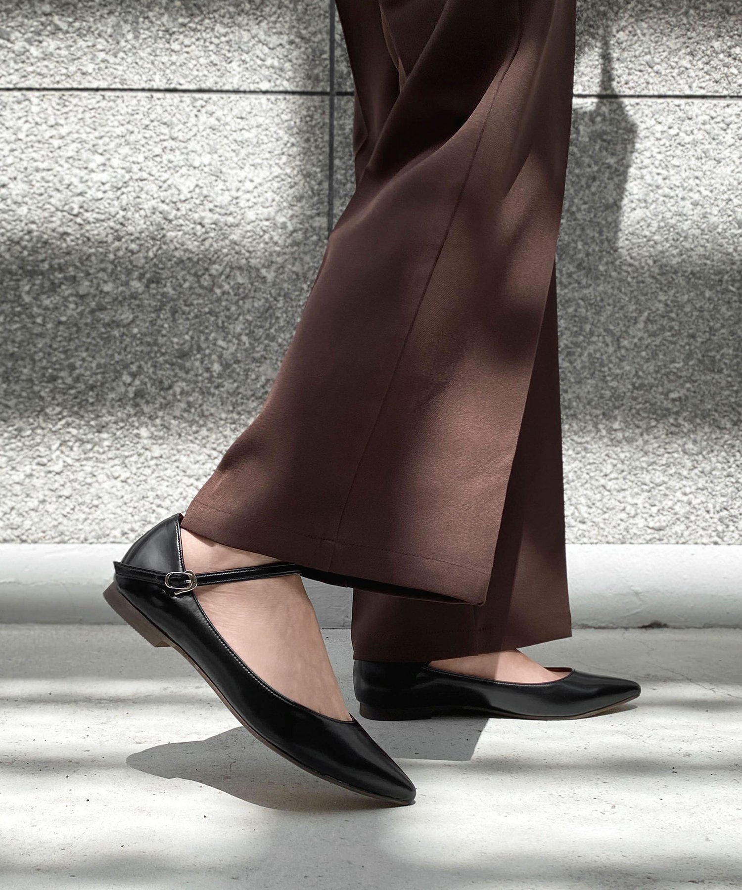 【SALE／30%OFF】mamian ストラップデザイン甲浅フラットシューズ マミアン シューズ・靴 パンプス ブラック【送料無料】