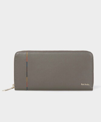 【SALE/30%OFF】Paul Smith 【公式】インセットストライプ ラウンドジップ長財布 ポール・スミス アウトレット 財布・ポーチ・ケース 財布 グレー【送料無料】