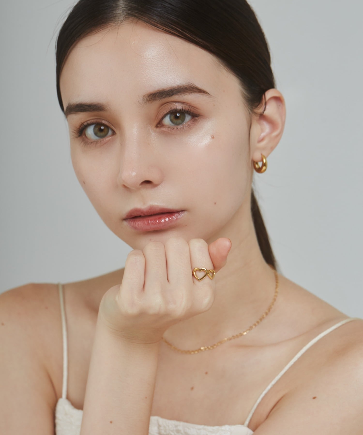 ' 【 金属アレルギー対応 】 ダブルハートリング サージカルステンレス シーテ アクセサリー・腕時計 リング・指輪 シルバー ゴールド