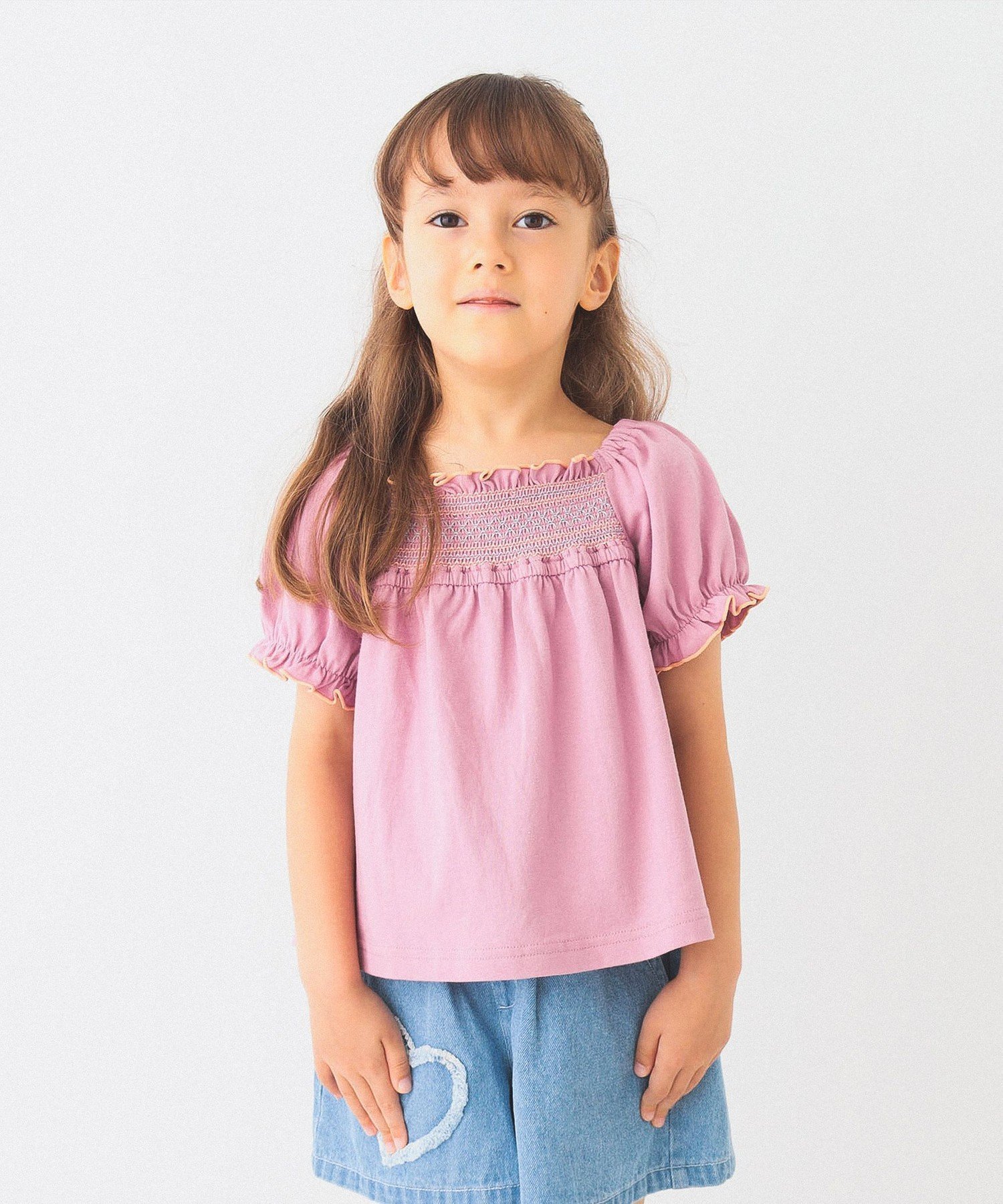 【SALE／60%OFF】BEAMS mini スモッキング パフスリーブ Tシャツ (90~150cm) ビー...