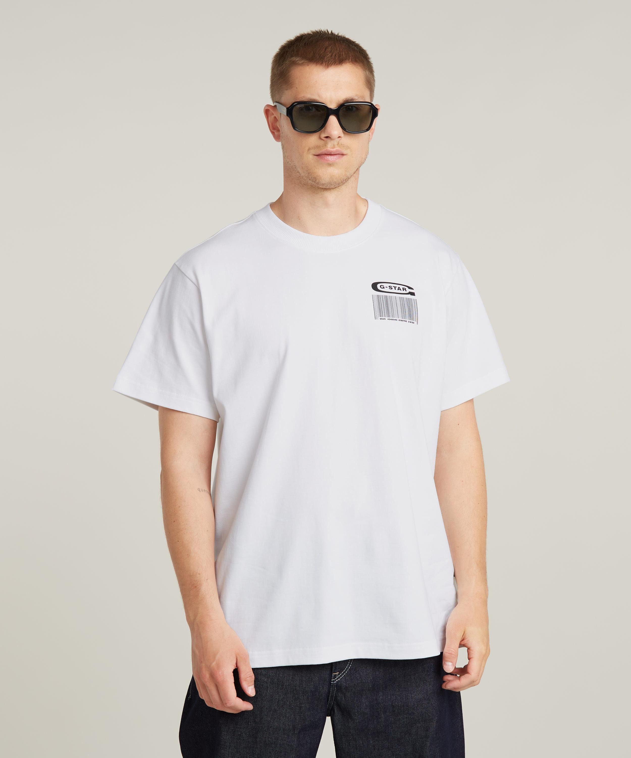 【公式ショップ】BARCODE BACK GRAPHIC LOOSE T-SHIRT/バックグラフィックプリントオーバーサイズTシャツ ジースターロゥ トップス カットソー・Tシャツ ホワイト