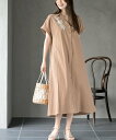rps コード刺繍半袖シャツワンピース アールピーエス ワンピース・ドレス シャツワンピース カーキグリーン ネイビー ブラウン