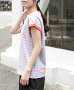 URBAN RESEARCH DOORS FORK&SPOON カラーボーダーショートスリーブTシャツ アーバンリサーチドアーズ トップス カットソー・Tシャツ ネイビー グリーン オレンジ【送料無料】