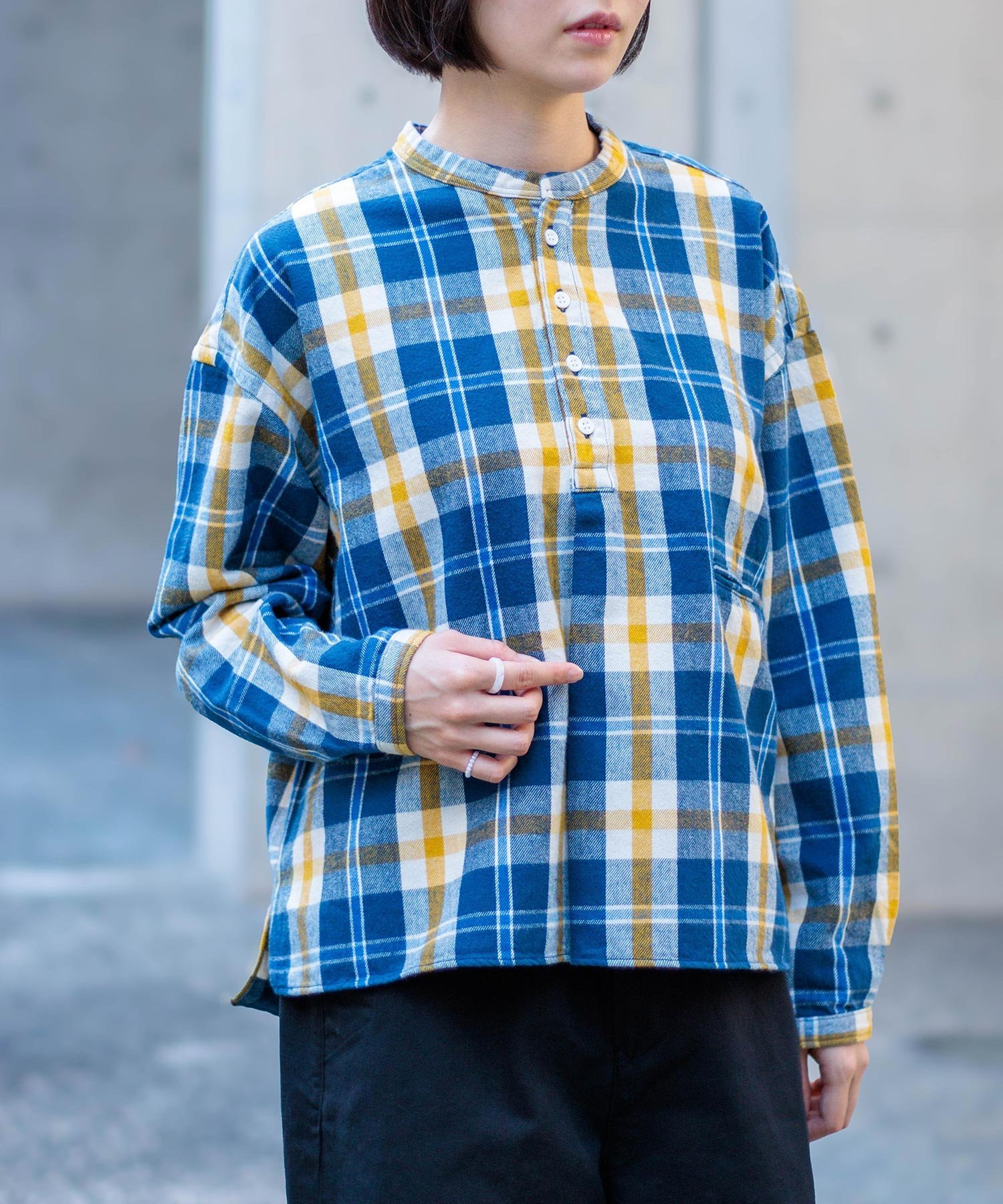 【SALE／30%OFF】D.M.G. 起毛チェック プルオーバーシャツ ドミンゴ トップス シャツ・ブラウス オレンジ ブルー【送料無料】