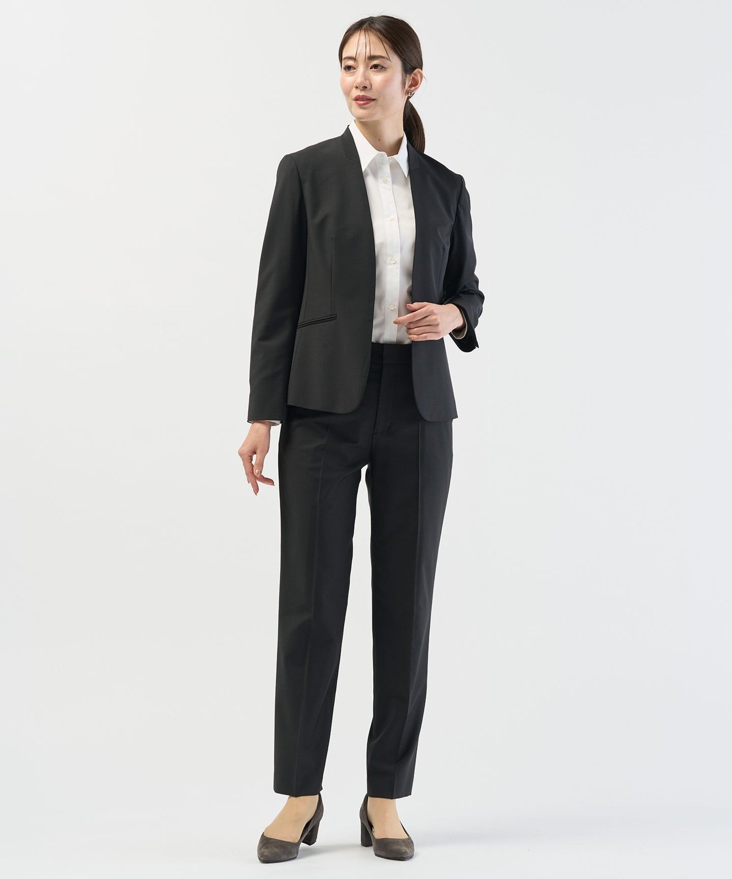 J.PRESS LADIES L 【リクルート対応】ホワイトブロード シャツカラーブラウス ジェイプレス トップス シャツ・ブラウス ホワイト