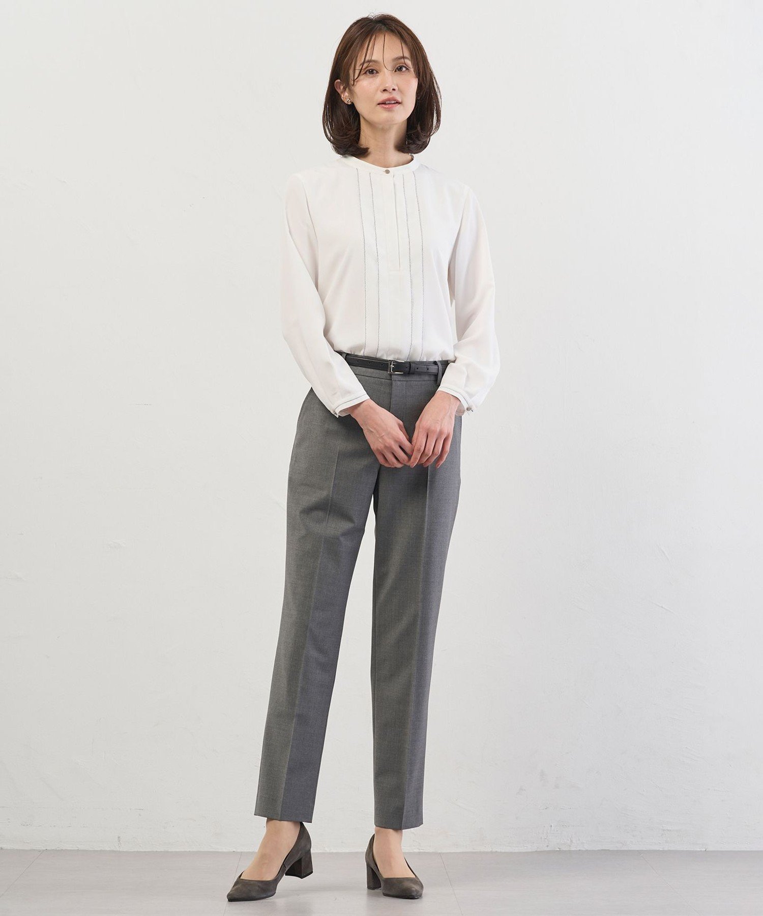 J.PRESS LADIES L 【セットアップ対応】BAHARIYE SOLID テーパードパンツ ジェイプレス パンツ その他のパンツ グレー