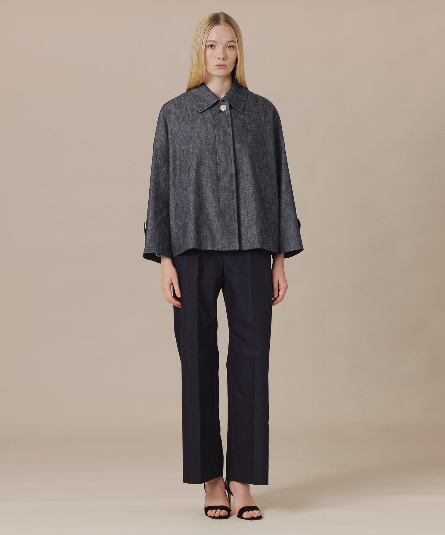 MACKINTOSH LONDON 【ROSLEY/ロズリー】デニムステンカラーショートコート マッキントッシュ ロンドン ジャケット・アウター その他のジャケット・アウター ネイビー【送料無料】