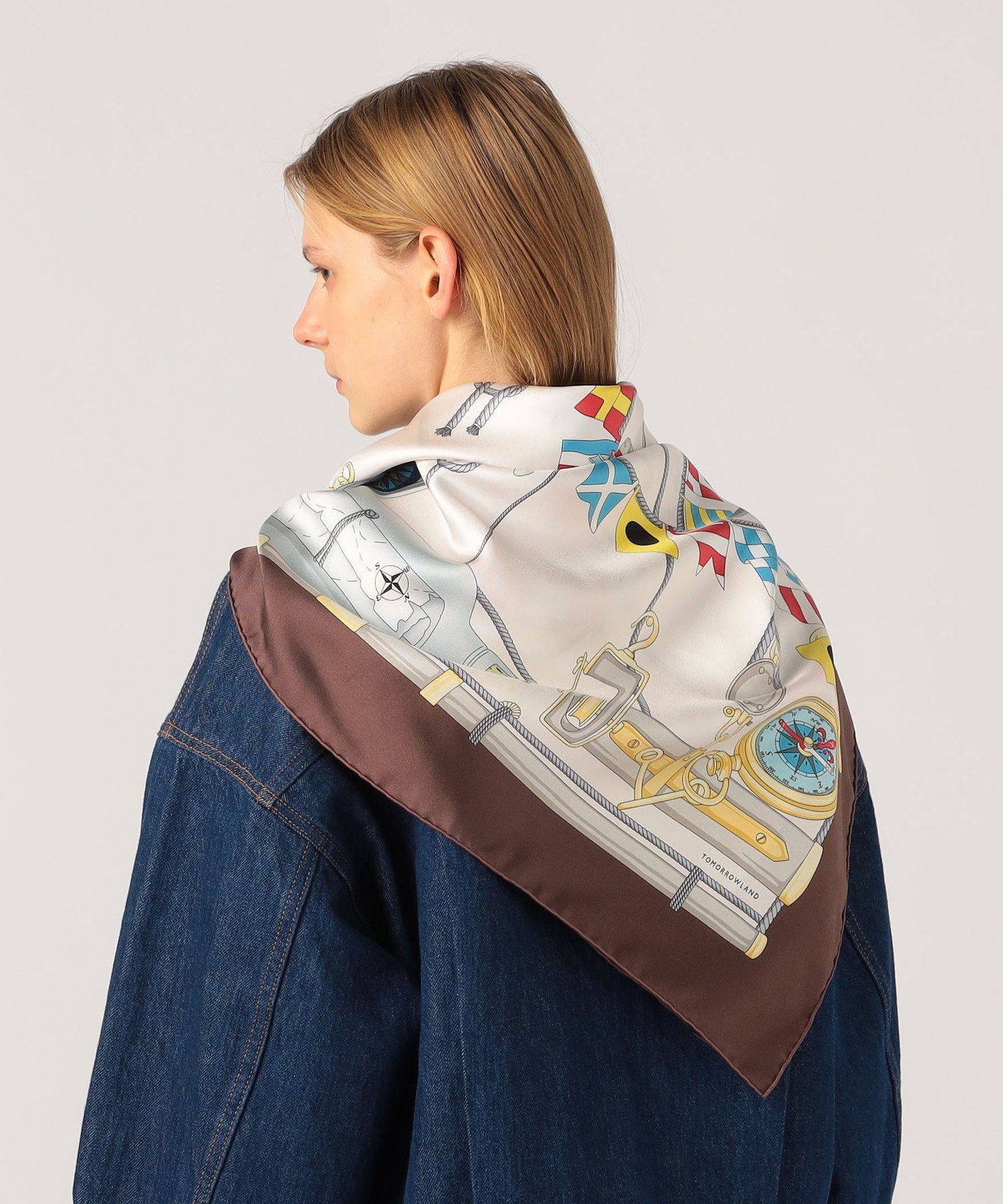 TOMORROWLAND GOODS Atelier TOMORROWLAND FLAG シルクスカーフ トゥモローランド ファッション雑貨 スカーフ・バンダナ ブラウン【送料無料】