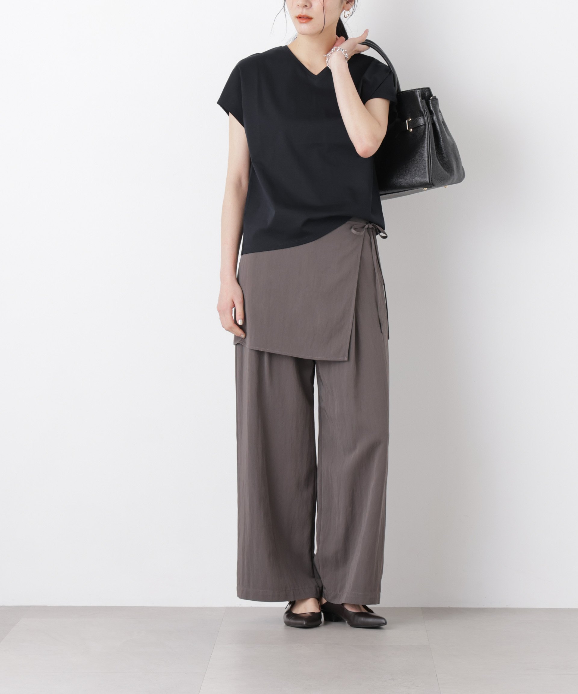 【SALE／30%OFF】NANO universe スカーフセットタックワイドパンツ ナノユニバース パンツ その他のパンツ グレー イエロー ブラック【送料無料】 stylife-15518852 Rakuten Fashion サンプル画像2