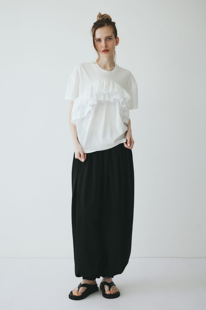 HeRIN.CYE A line ruffle tops ヘリンドットサイ トップス カットソー・Tシャツ ホワイト ブラック