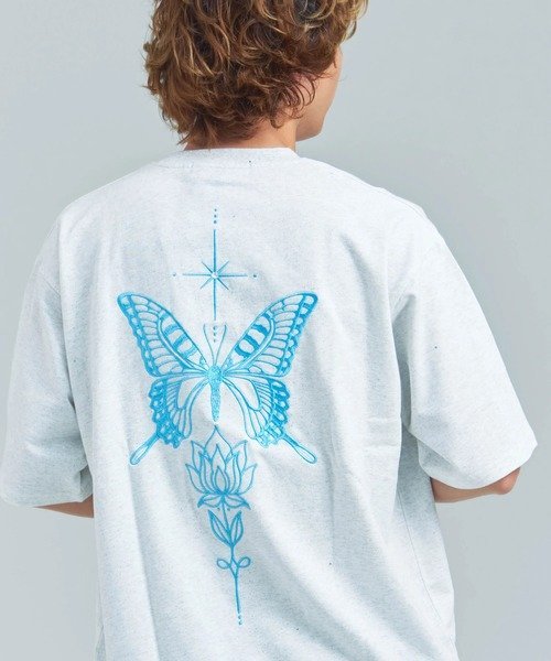 GA Glitter Butterfly 刺繍 SS Tee(MENS) ジャックローズ トップス カットソー・Tシャツ ブラック