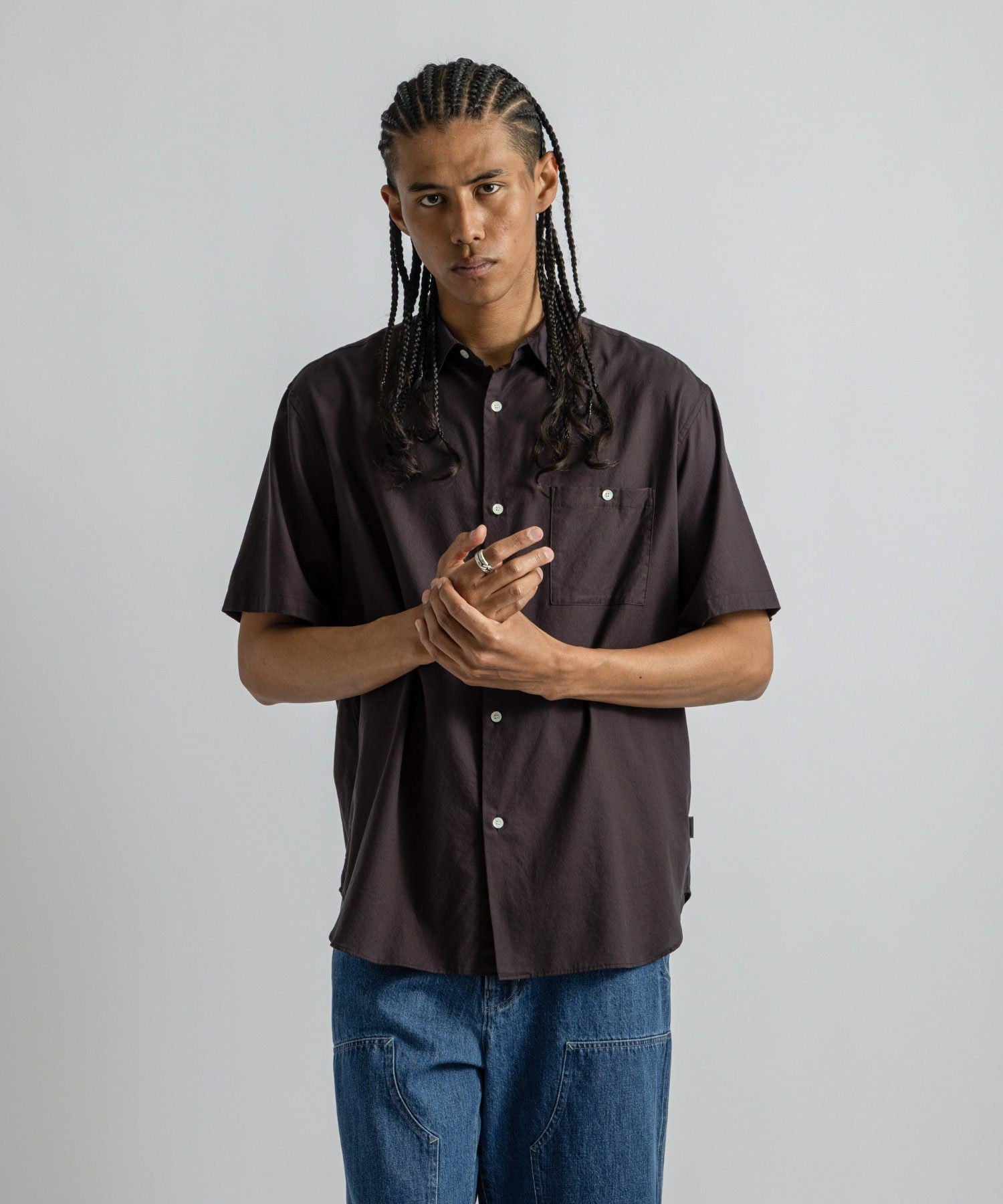 Bruce SS Shirt サタデーズ ニューヨークシティ トップス シャツ・ブラウス グレー ブルー