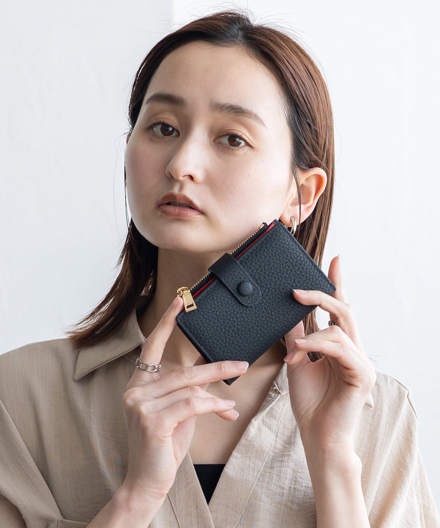 バイカラーキーケース&ミニ財布 レディース 本革 二つ折り財布 メンズ ヴィータフェリーチェ 財布・ポーチ・ケース 財布 グレー ブラック