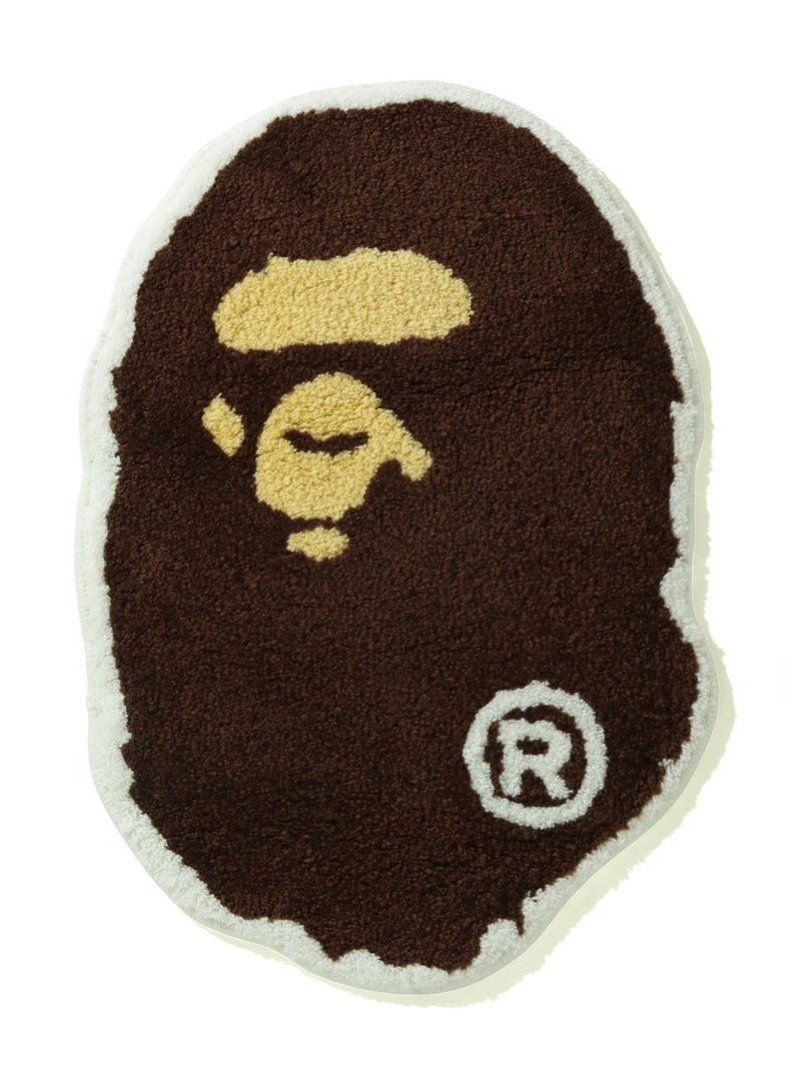 A BATHING APE APE HEAD RUG MAT M ア ベイシング エイプ インテリア・生活雑貨 カーペット・ラグ・マット ブラウン【送料無料】