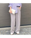 【SALE/20%OFF】Rouge vif la cle ストレッチツイル ワイドパンツ ルージュ・ヴィフ ラクレ パンツ その他のパンツ ブラック グレー【送料無料】