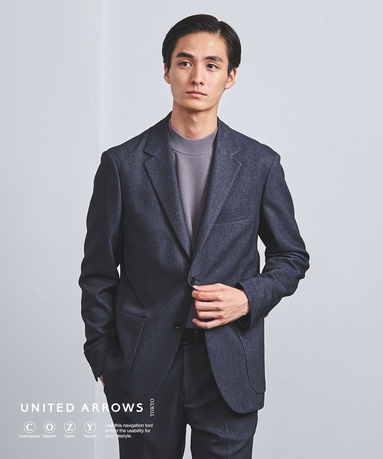 UNITED ARROWS デニムライク ポリエステル シングル 2ボタン ジャケット COZY -撥水・ウォッシャブル- ユナイテッドアローズ スーツ・フォーマル セットアップスーツ ネイビー【送料無料】