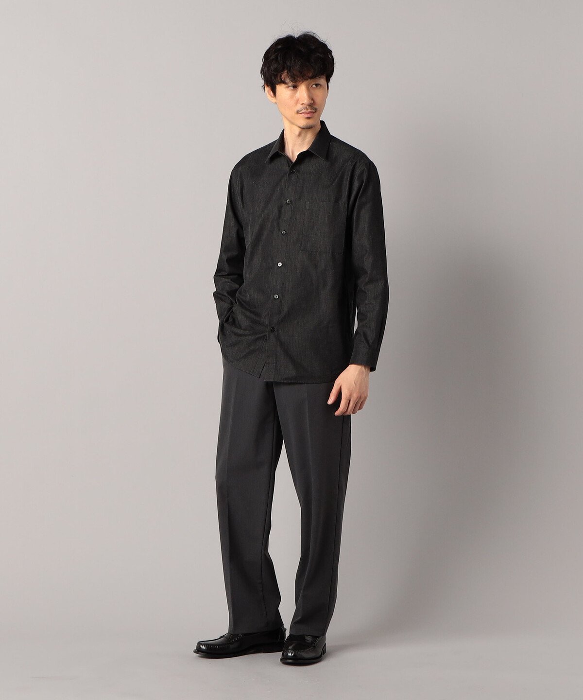 【SALE／40%OFF】COMME CA MEN 【COMME CA MEN】超長綿ライトオンスデニム レギュラーカラーデニムシャツ コムサメン トップス シャツ・ブラウス ネイビー ブラック【送料無料】