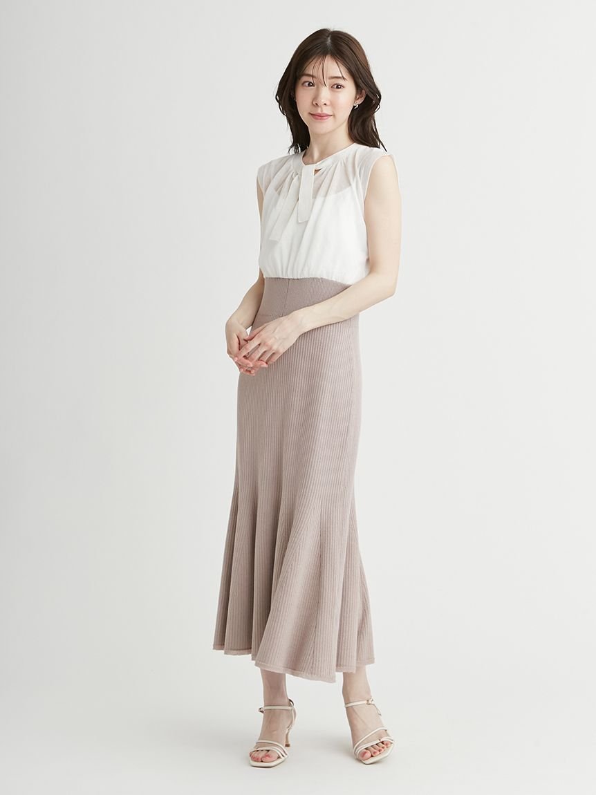 【SALE／50%OFF】CELFORD シアーコンビボウタイニットワンピース セルフォード ワンピース・ドレス その他のワンピース・ドレス ピンク ホワイト【...
