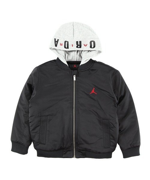 Jordan キッズ(105-120cm) アウター JORDAN(ジョーダン) JDN BIG LOGO HOODED BOMBER ルーキーキッズ ジャケット・アウター その他のジャケット・アウター ブラック グリーン【送料無料】