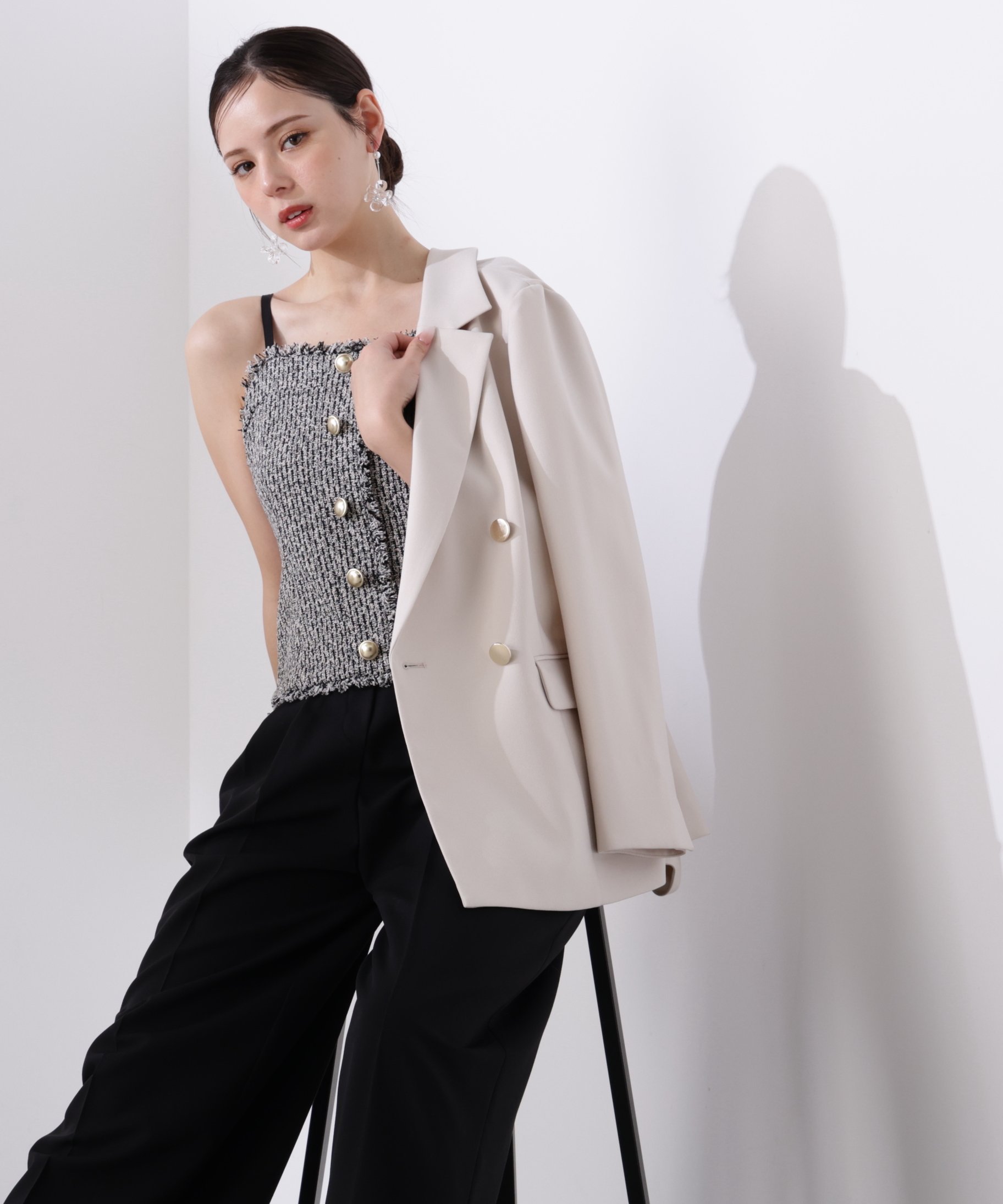 PROPORTION BODY DRESSING ＜L＞MIXキャミオールインワン 26SS プロポーションボディドレッシング ワンピース・ドレス ワンピース ブラック