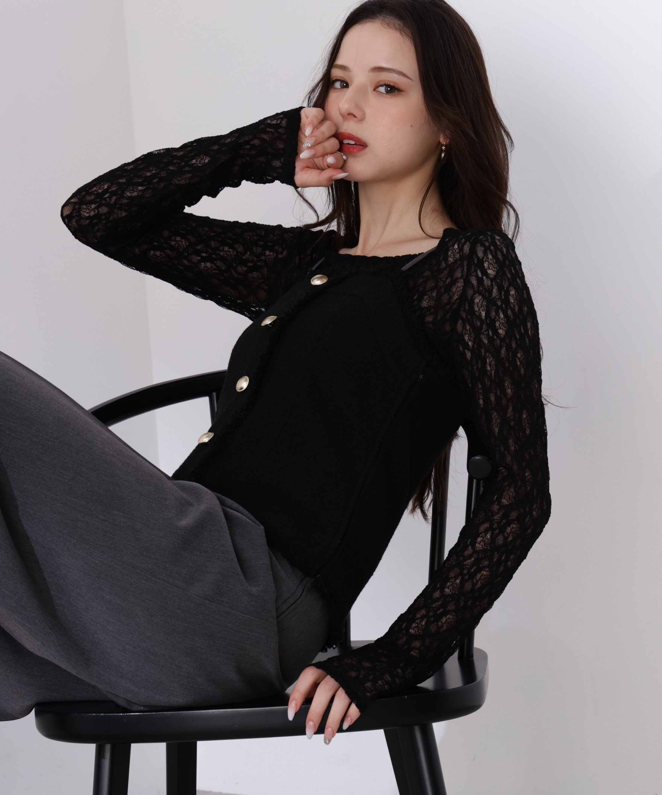 PROPORTION BODY DRESSING ＜L＞MIXキャミオールインワン 26SS プロポーションボディドレッシング ワンピース・ドレス ワンピース ブラック