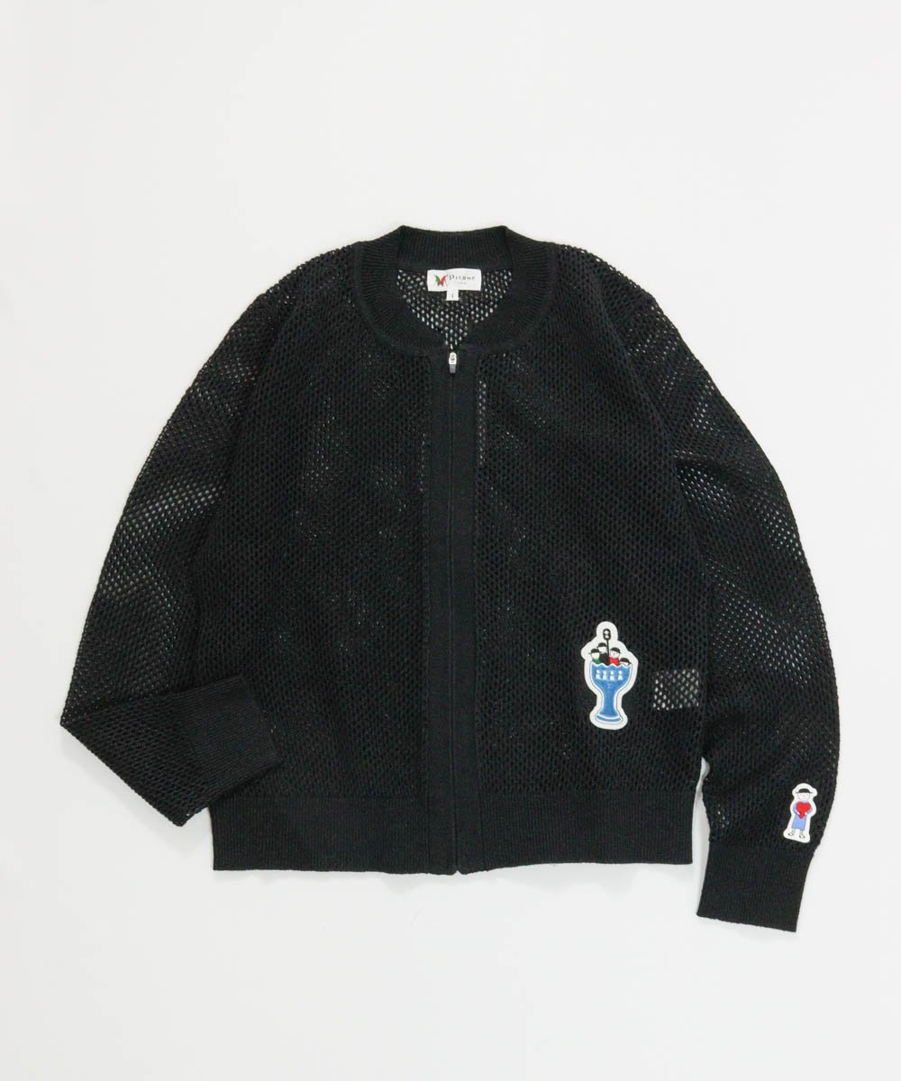Picone Club 【ピッコーネクラブ公式】コットン混メッシュジップブルゾン ピッコーネクラブ トップス カーディガン ブラック ホワイト【送料無料】