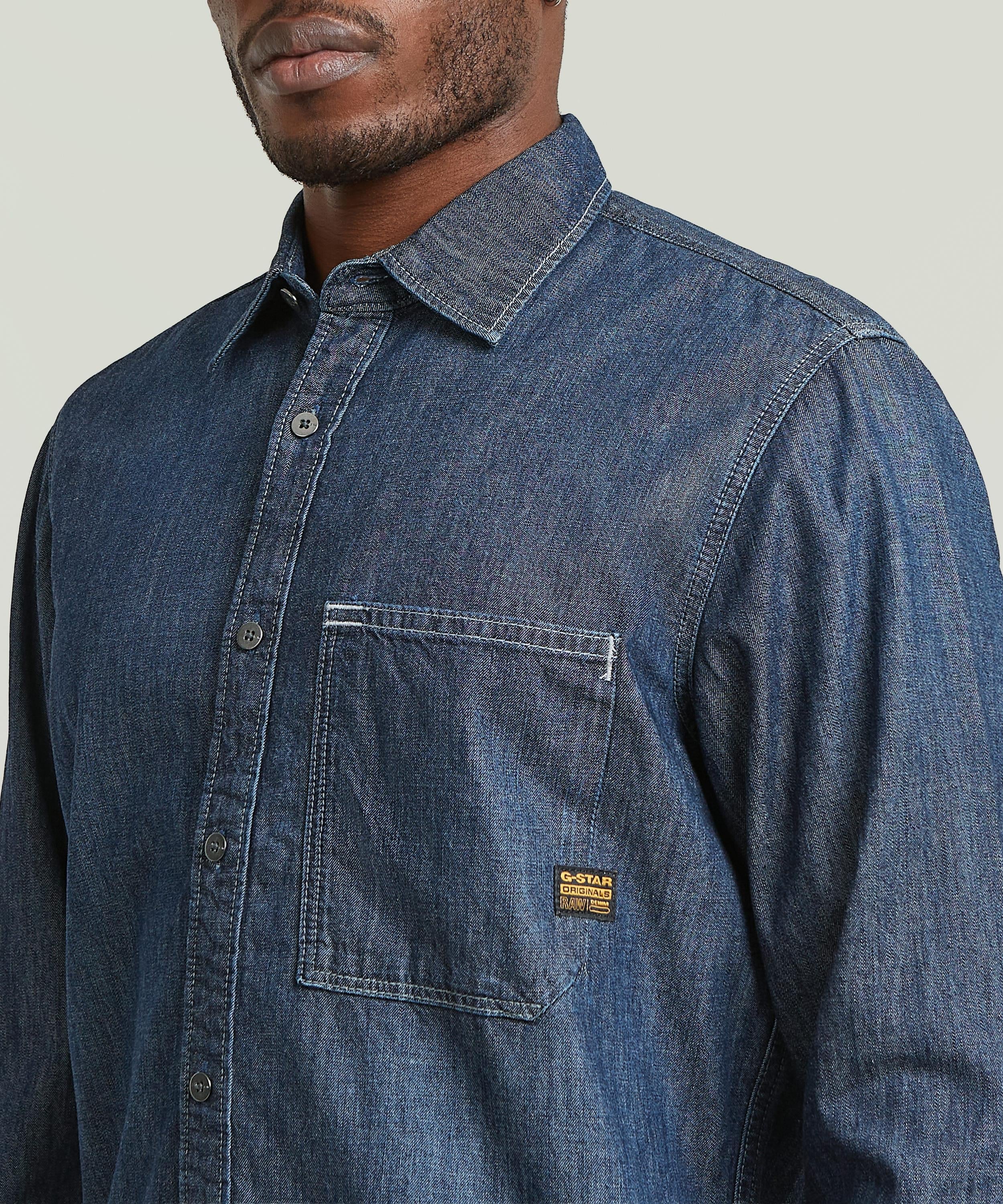 【公式ショップ】REGULAR 1-POCKET SHIRT/ヴィンテージライク1ポケットレギュラーデニムシャツ ジースターロゥ トップス シャツ・ブラウス ネイビー