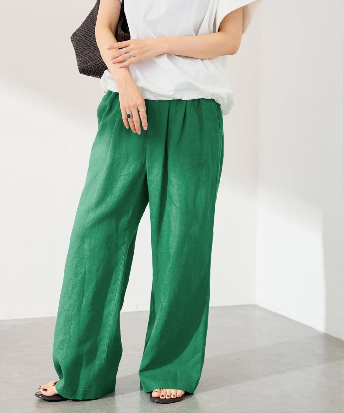 LINEN EASY パンツ フレームワーク パンツ スラックス・ドレスパンツ ホワイト イエロー ブラウン グリーン