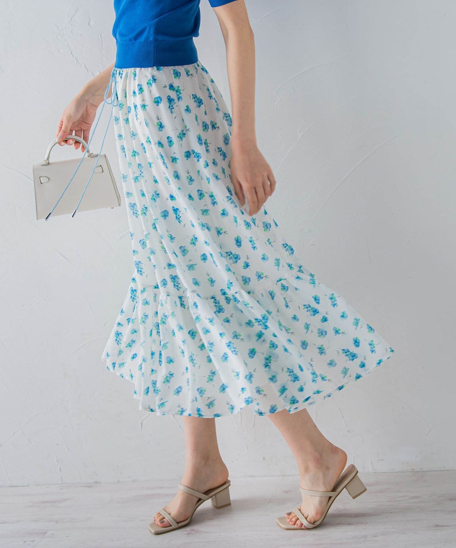 【SALE／50%OFF】ketty 小花柄シアースカート ≪洗濯機で洗える≫ ケティ スカート ロング・マキシスカート ホワイト ブラック グリーン【送料無料】のサムネイル