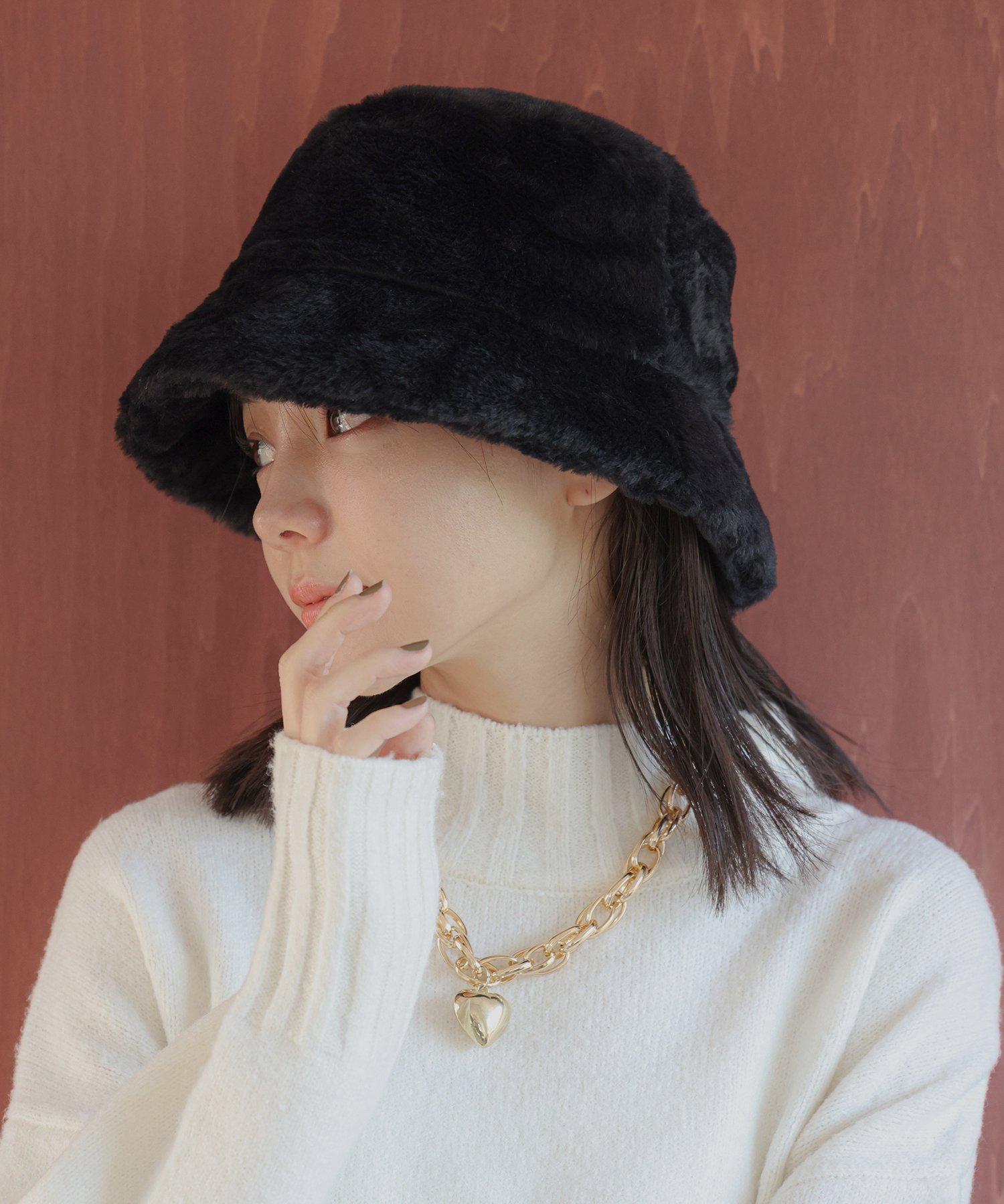 【SALE/60%OFF】VIS ファーバケットハット ビス 帽子 ハット ベージュ ブラック