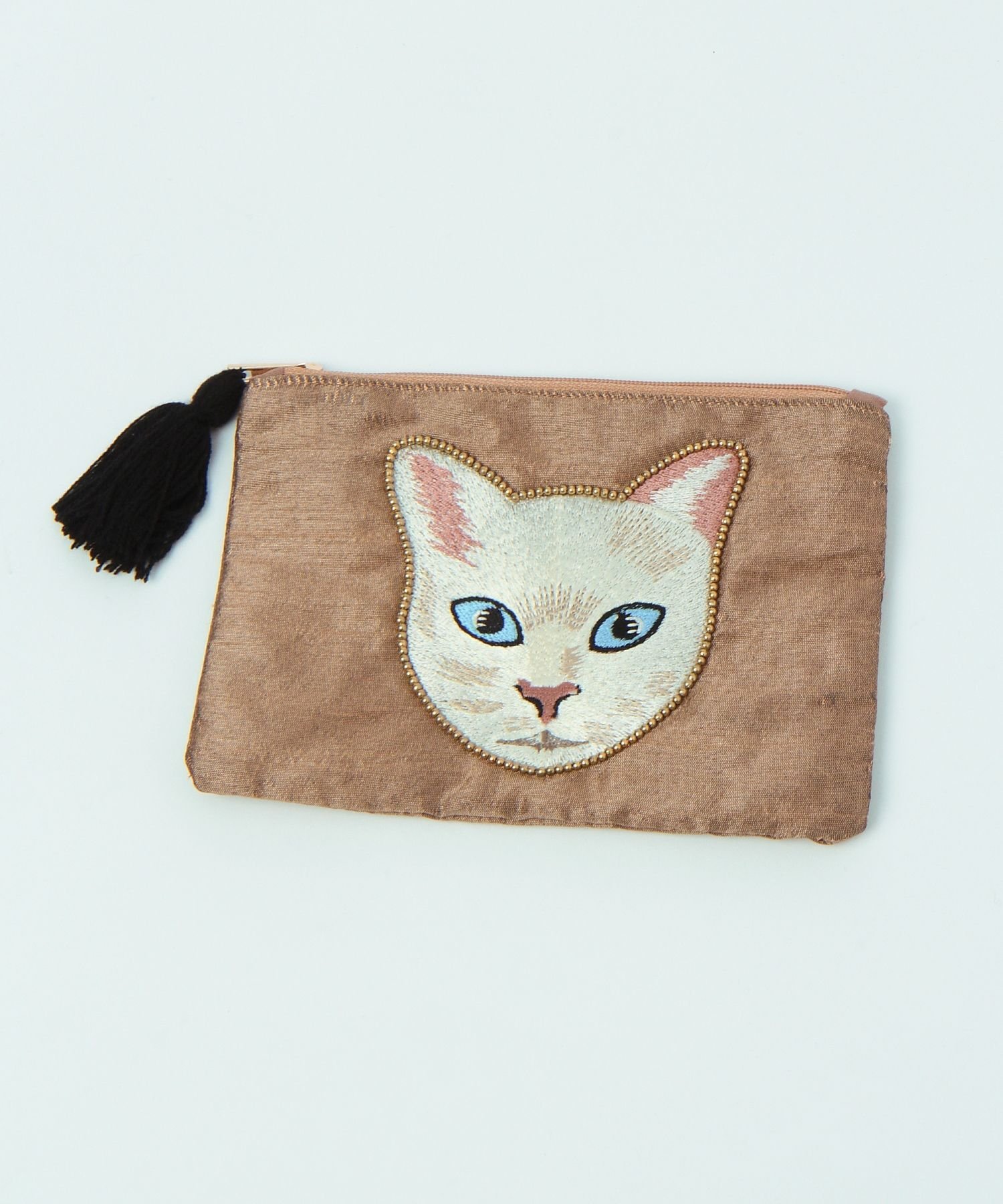 daily CLIP 【daily CLIP】キャット刺繍ポーチ スタディオクリップ 財布・ポーチ・ケース ポーチ ブラ..