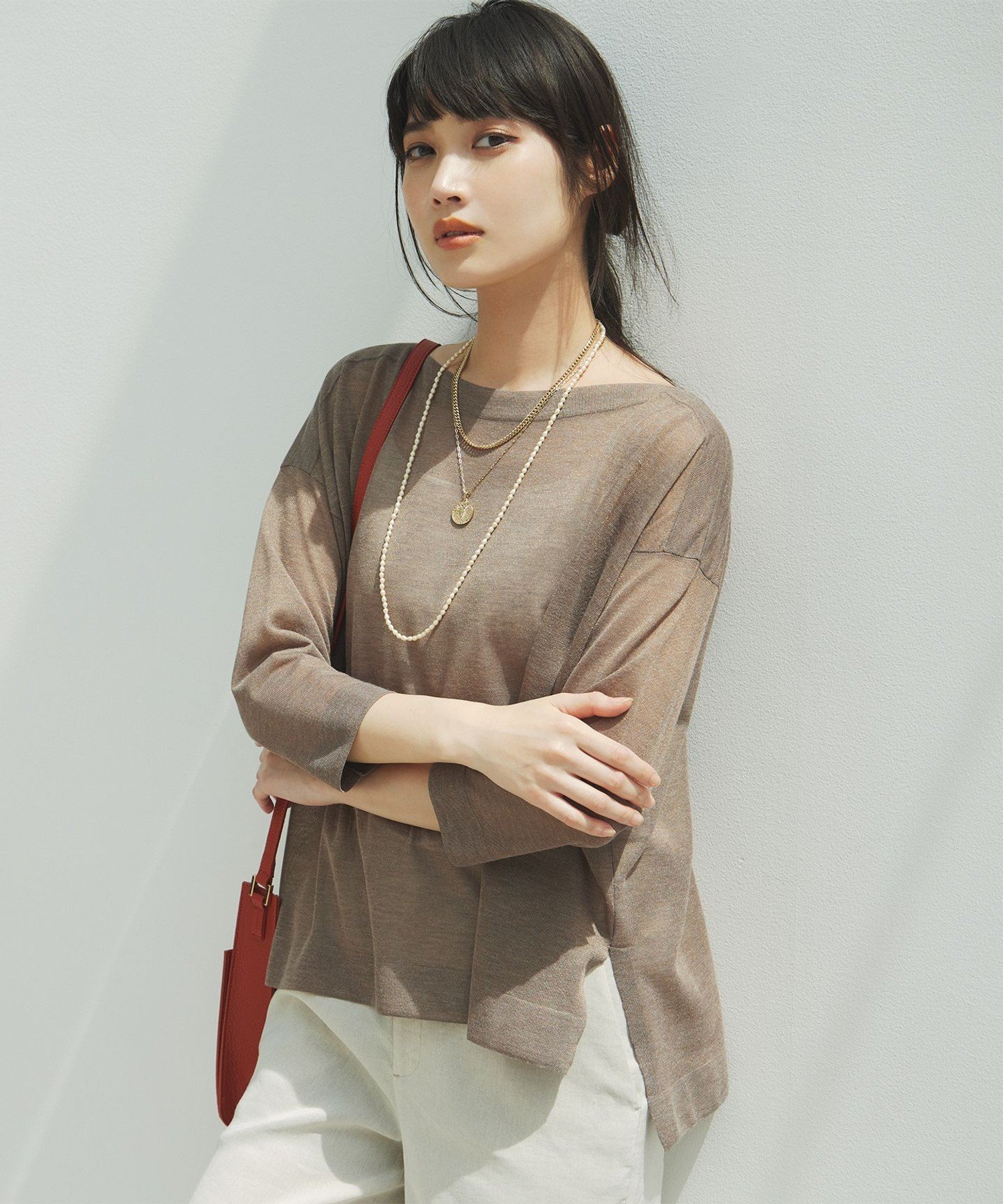 23区 S 【新色追加】シャイニーシアー ニット ニジュウサンク トップス ニット ゴールド ブラウン グレー ネイビー ブラック【送料無料】のサムネイル