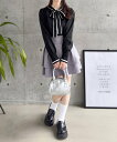 【SALE/26%OFF】clear 配色ボウタイニットトップス クリア トップス ニット ブラック ピンク