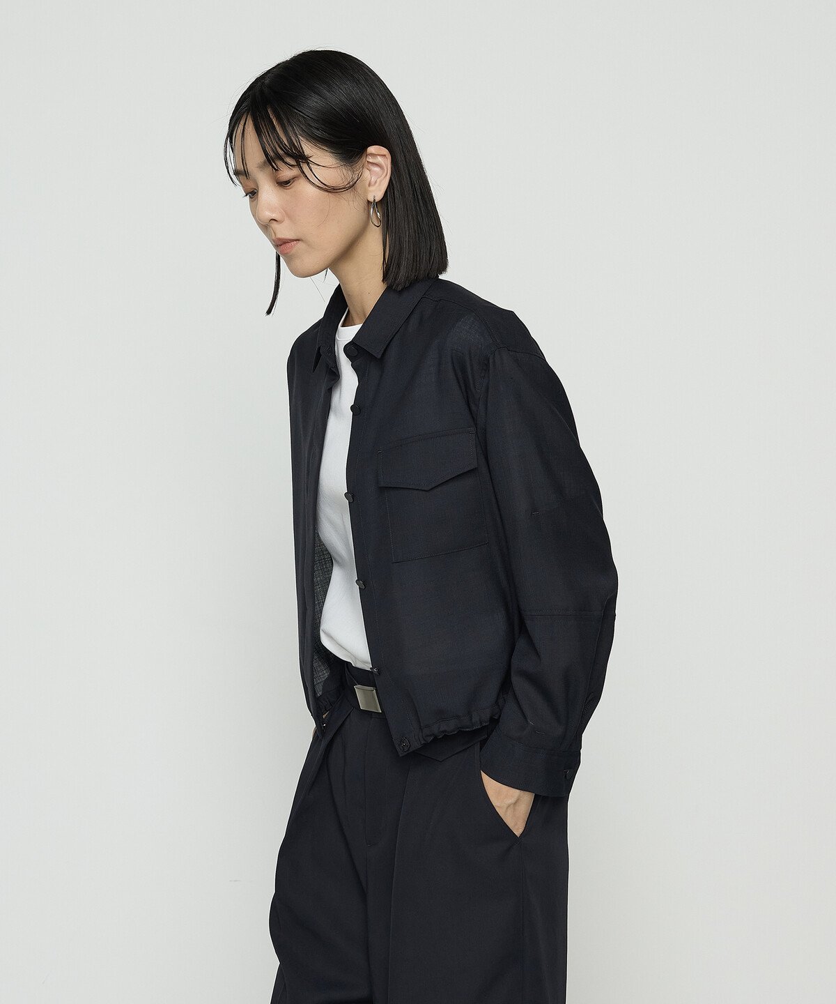 COMME CA TALL [ TALLサイズ ] T/W平ボイル シャツジャケット コムサ ジャケット・アウター その他のジャケット・アウター ネイビー【送料無料】