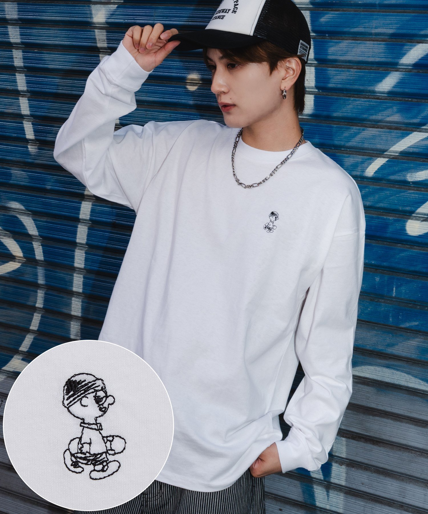 SIDEWAY STANCE SIDEWAY STANCE サイドウェイスタンス スケーターボーイ刺しゅう 長袖Tシャツ インプローブス トップス カットソー・Tシャツ ブラック ホワイト【送料無料】