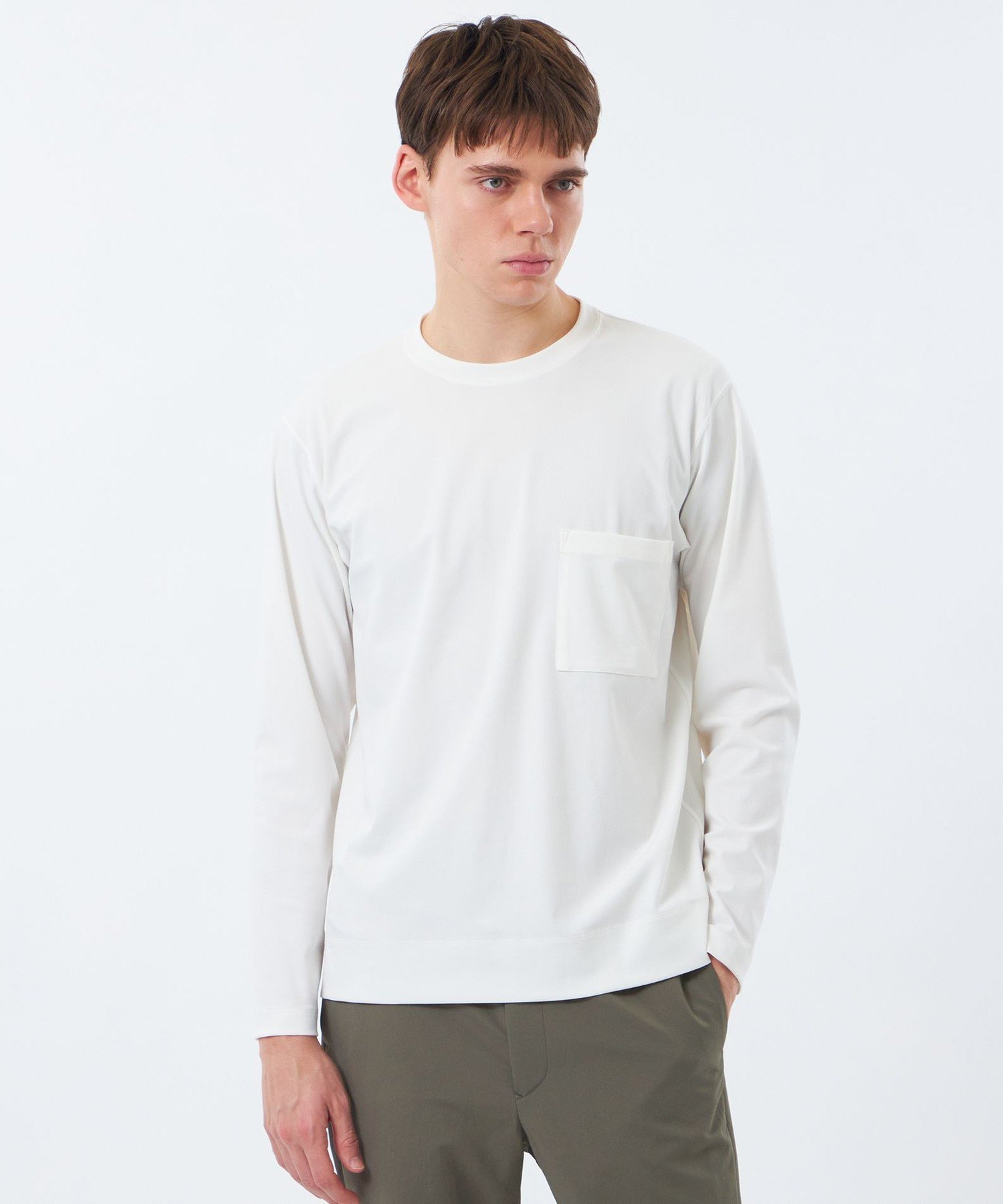 ブリテック クルーネックロンT ドライフラットストレッチクロス マッキントッシュ フィロソフィー トップス カットソー・Tシャツ ネイビー ホワイト ブラック