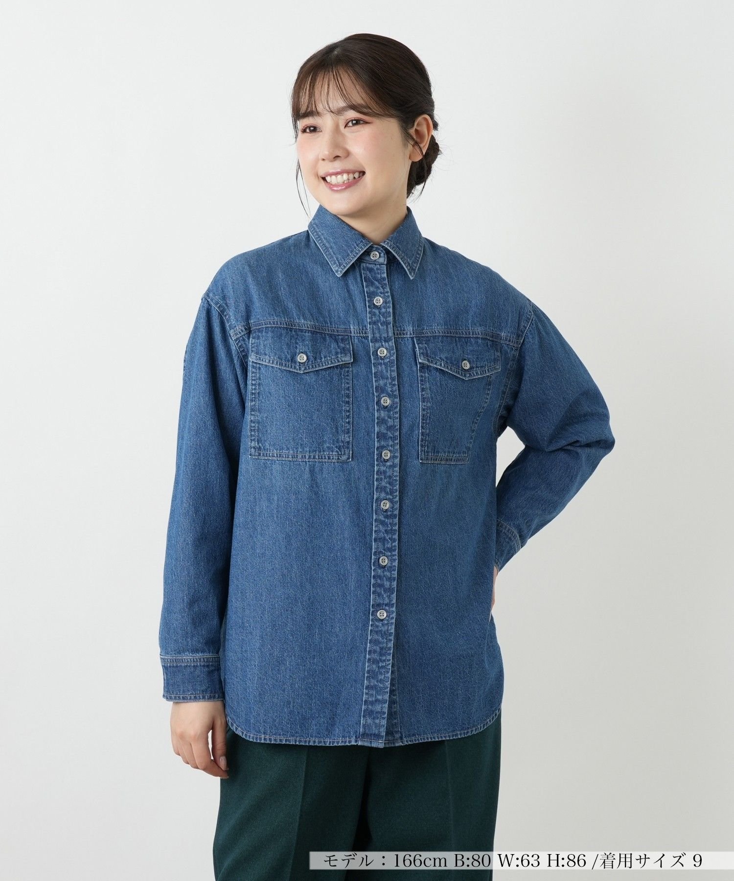 Leilian 洗えるデニムブラウス【25年9月カタログ】 レリアン トップス シャツ・ブラウス